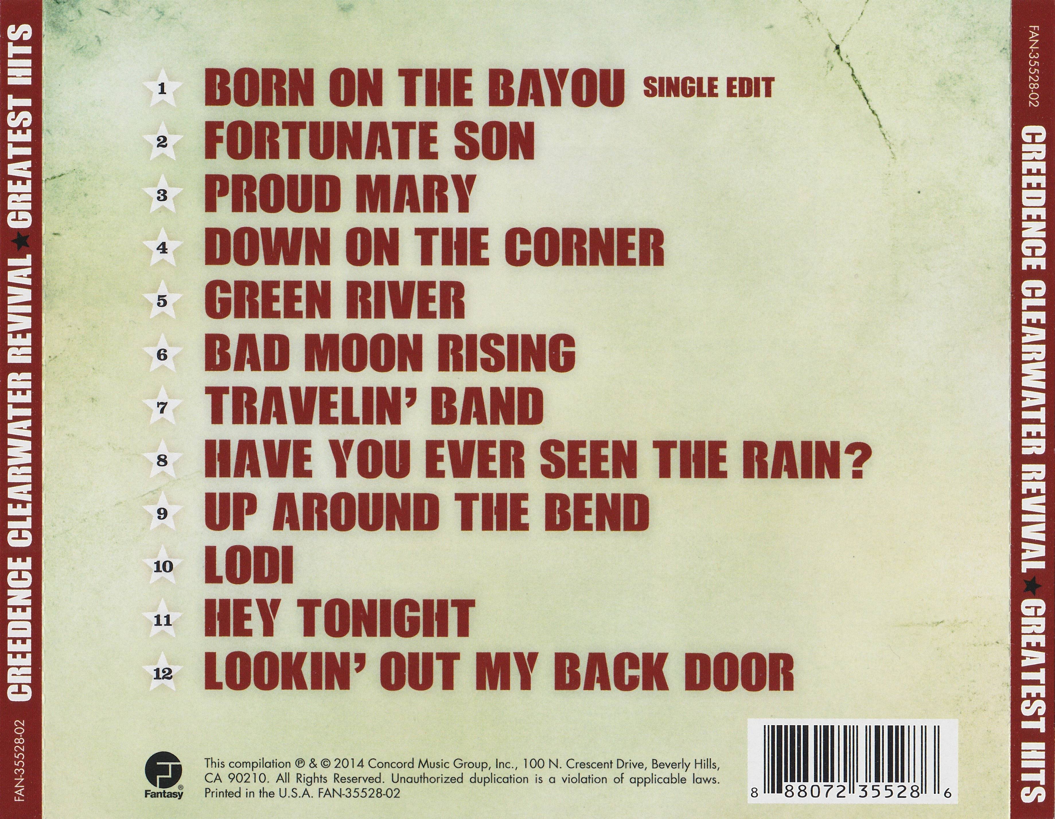 Creedence Clearwater Revival Greatest Hits : Back US